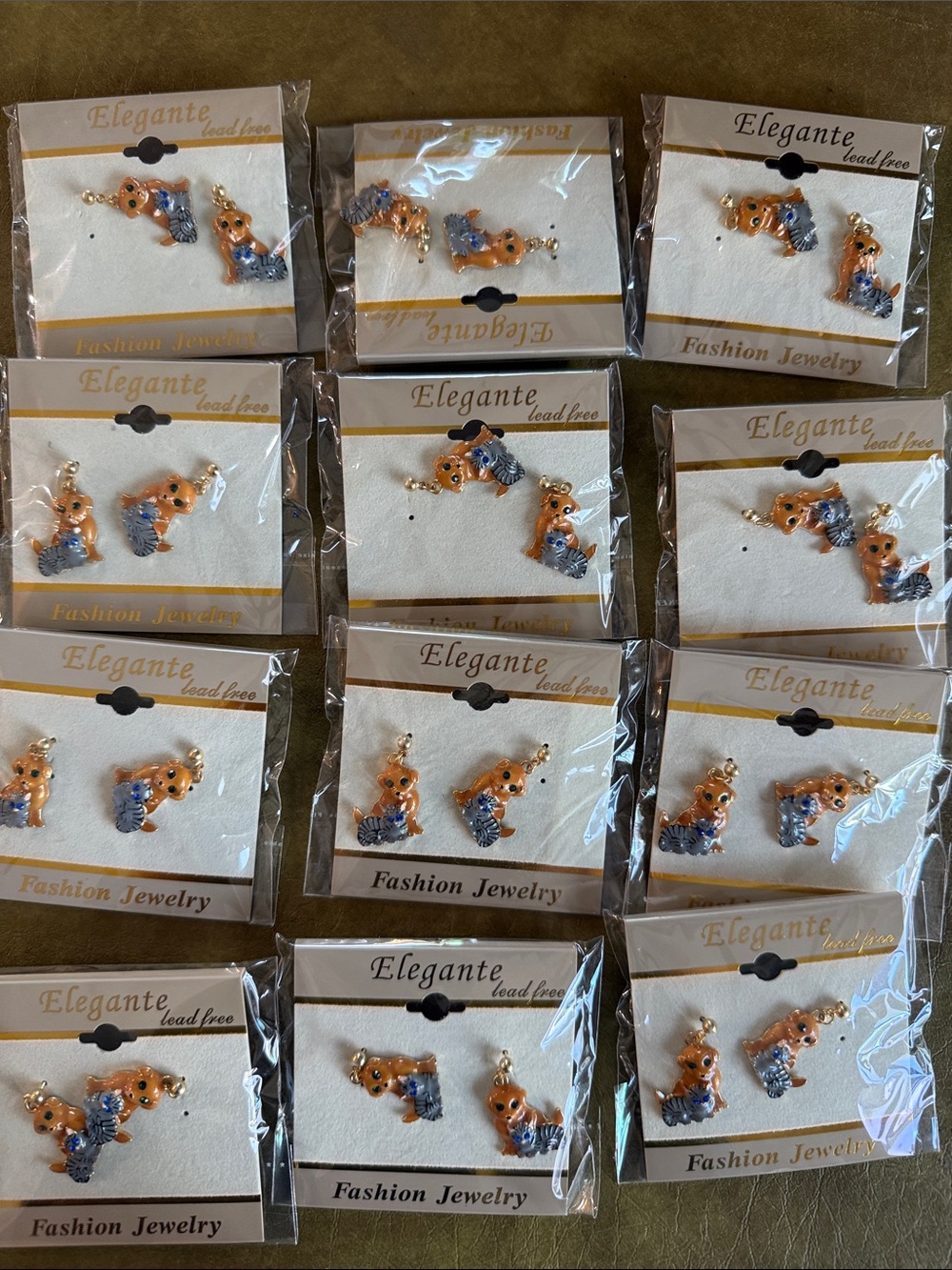 12 pairs cat and dog earrings